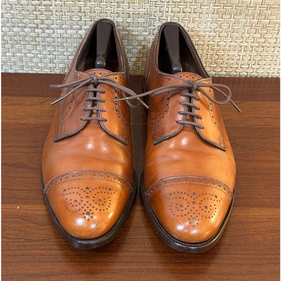 🌟2xHP🌟VTG 1980s-90s Allen Edmonds Walnut Brown Leather Sanford Wing Tip Oxford - Picture 2 of 13